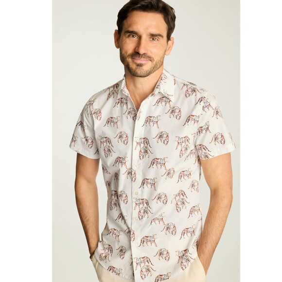 Bonobos Riviera Short Sleeve Men's Shirt Cheetah Print Slim Fit XL New 284651